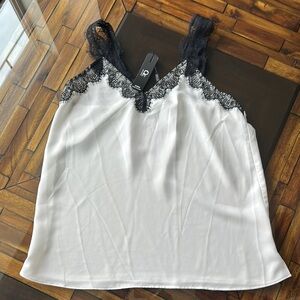 OUGES Black and White Lace Cami